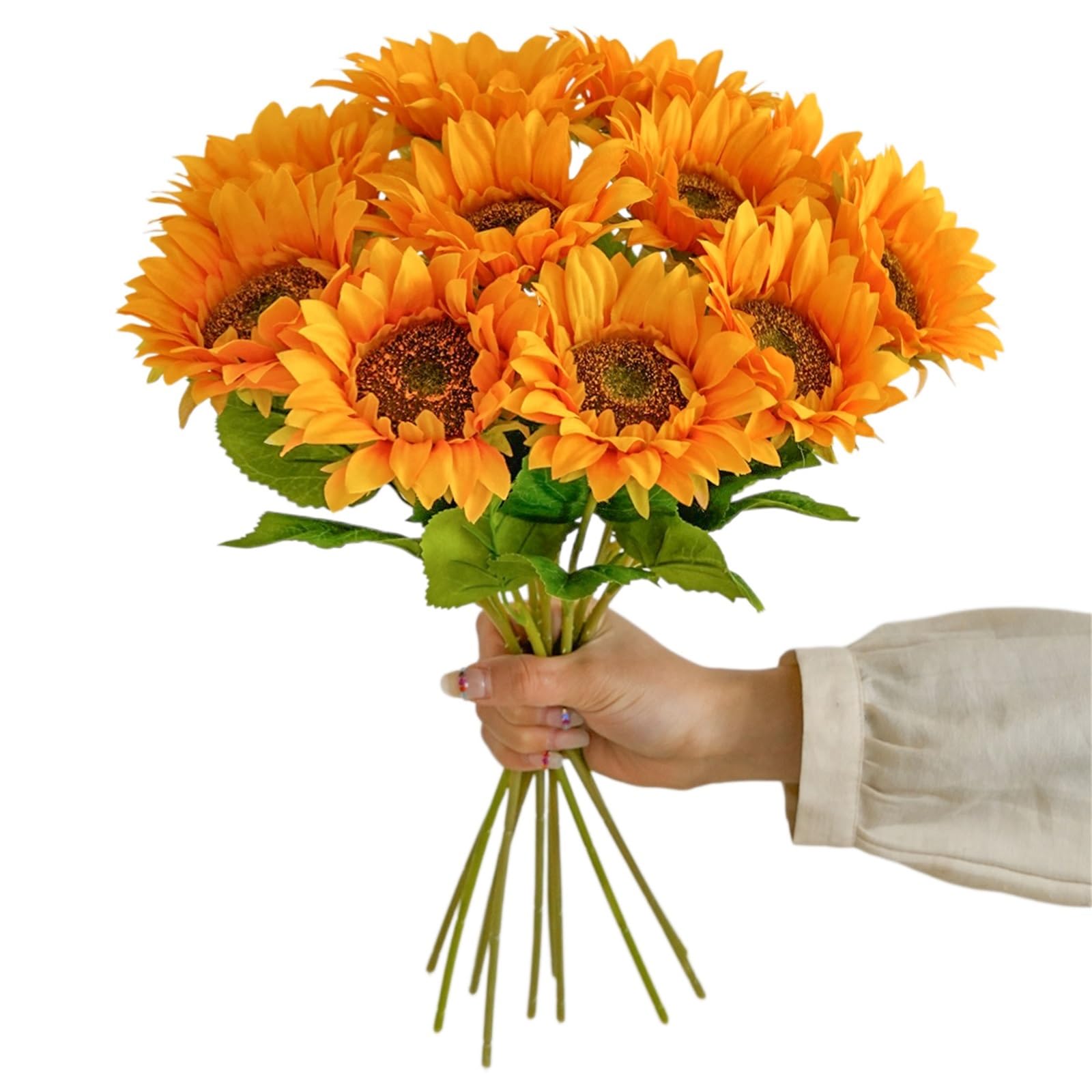 Dcrxz Artificial Flowers 5PCS Sunflower Artificial Flowers Sunflower Decoration Realistic Silk Daisies for Home Flower Arrangement Wedding Party(Orange)