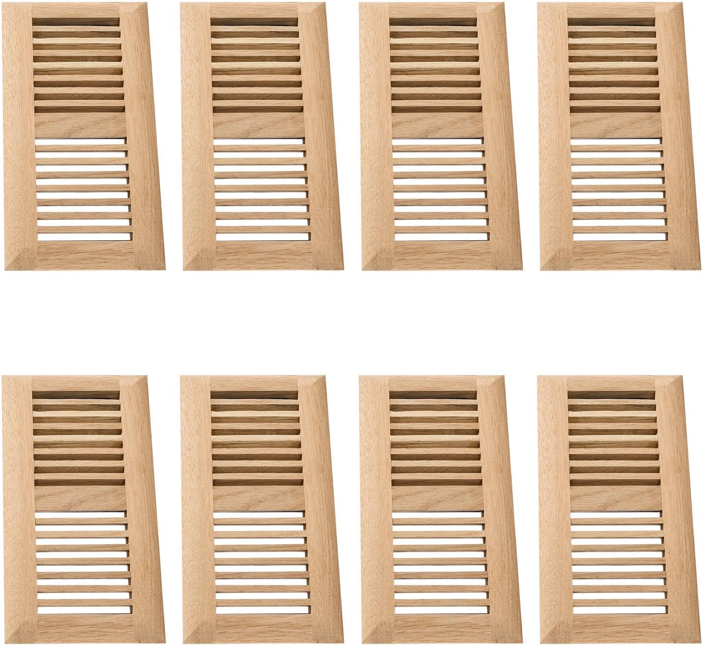 2Pcs Qirui Red Oak Hardwood Drop in Floor Register, 4X10 Inch, High Output Air Flow, with Damper, Unfinished