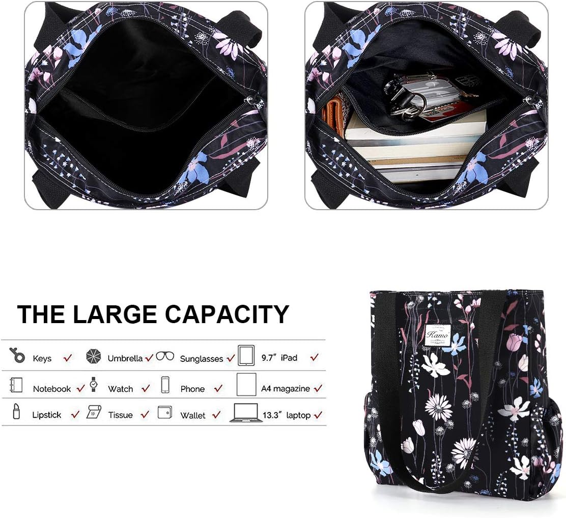 KAMO Floral Tote Bag - Waterproof Lightweight Handbags Travel Shoulder Bag for Hiking Yoga Gym Swimming Travel Beach - Image 5