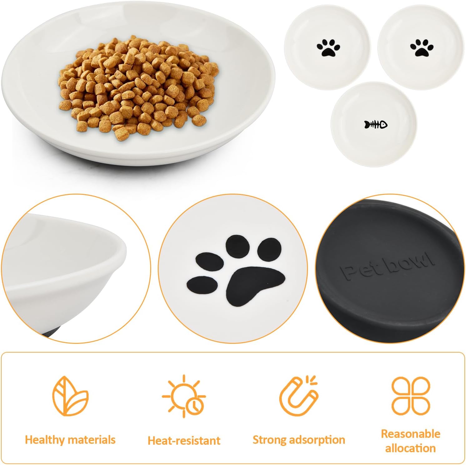 Wisebom 3 Pcs Ceramic Cat Bowls with Non-Slip Silicone Bottom, Wide Shallow Cat Food Dishes Cat Wet Food Bowls Anti Whisker Fatigue Cat Dishes Cat Feeding Bowls for Kittens Rabbit Hamster 4 71ivVI4sO3L. AC SL1500