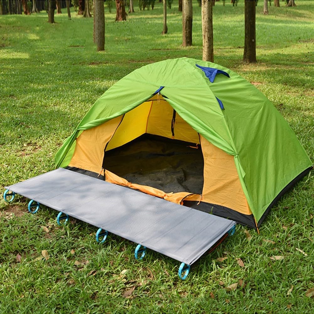 Cuna de camping portátil Cama de dormir plegable al aire libre Cama de viaje con marco de aluminio ligero con bolsa de almacenamiento Capacidad de carga 150 kg para senderismo Pesca (verde)