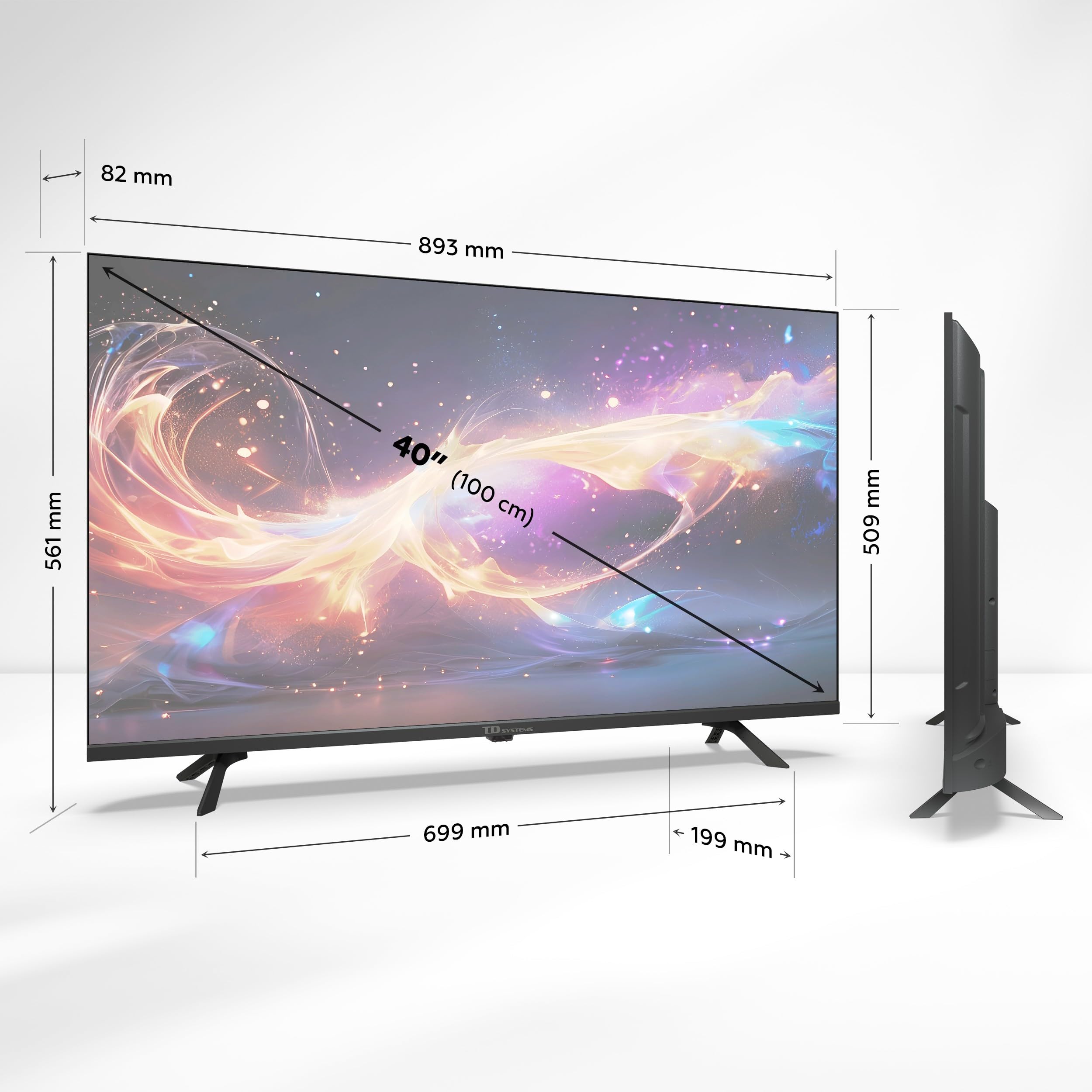 TD Systems - Televisor 40 Pulgadas Full HD no Smart TV, televisión TDT 2025, televisores con 3 años de garantía, 2X HDMI, USB Reproductor y Grabador - PRIME40K21F