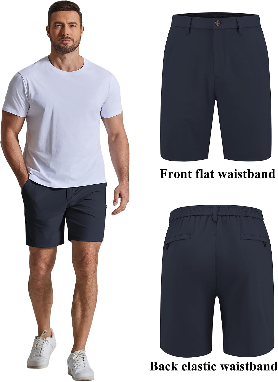 COOFANDY Men's Casual Shorts 7" Stretch Golf Shorts with 4 Pockets Quick Dry Lightweight Shorts Dress for Hiking Work