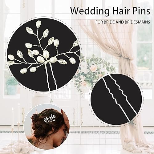 Miniatura 10 de 5 horquillas para el cabello de novia, diamantes de imitación, pieza de pelo de novia para mujeres, accesorios de cristal para el cabello para