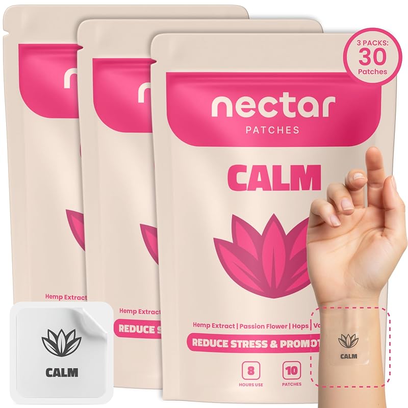 Nectar Patches Calm Patches — adesivos fitoterápicos de valeriana, passiflora e lúpulo, sem melatonina — 30 adesivos