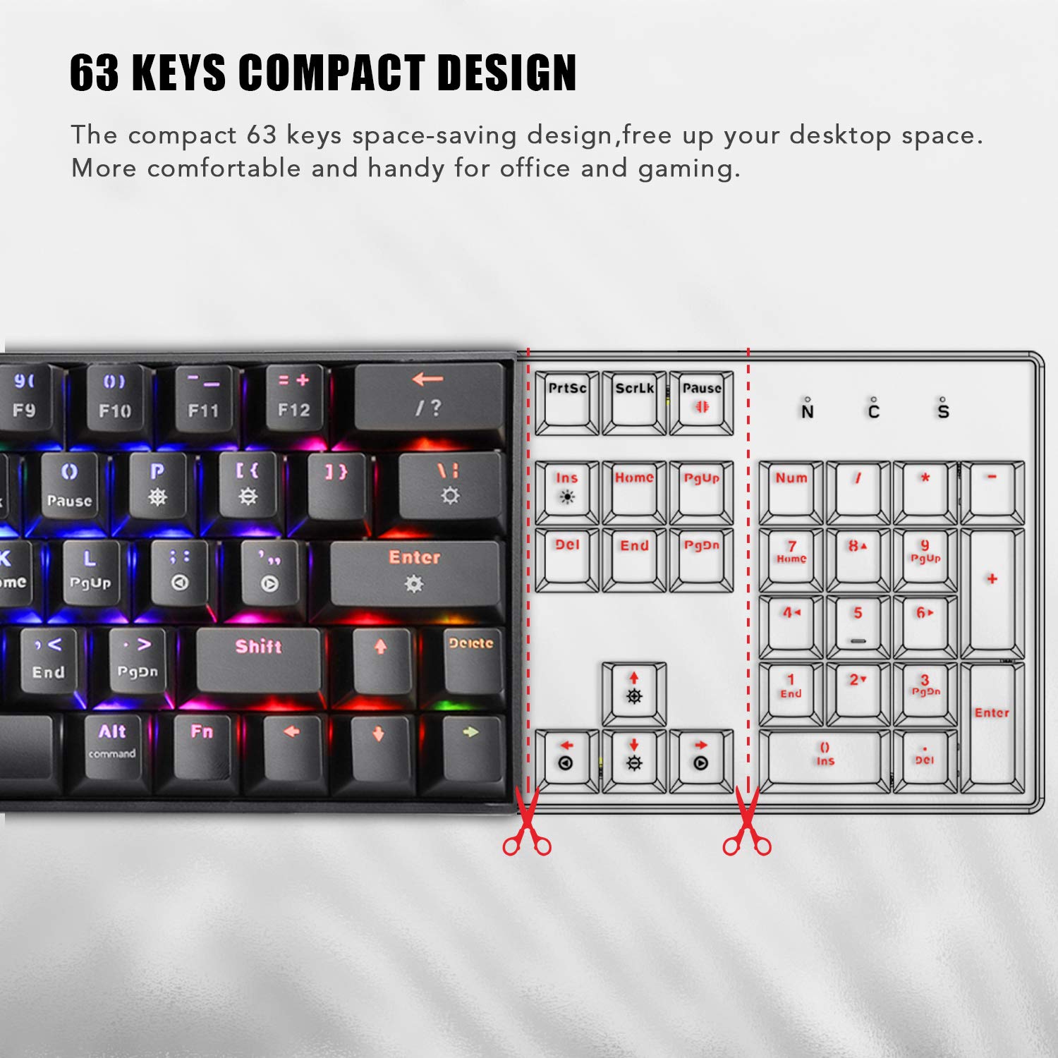 Wireless Mechanical Keyboard(Brown Switch),60 Gaming Keyboard with