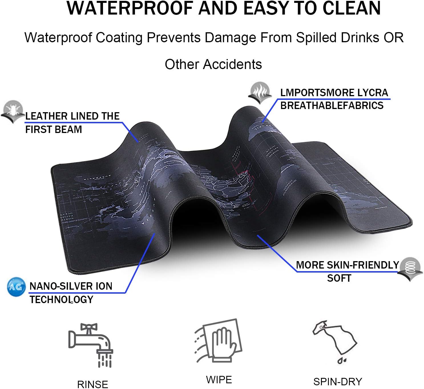 Larger Gaming Mouse Pad,31.5"x15.7"x0.12" Durable Extended Large Desk Mat with Stitched Edges, Long XXL Premium-Textured Cloth Mouse Mat,Non-Slip Base,Waterproof,Desk Mat for Gamer,Office,Home