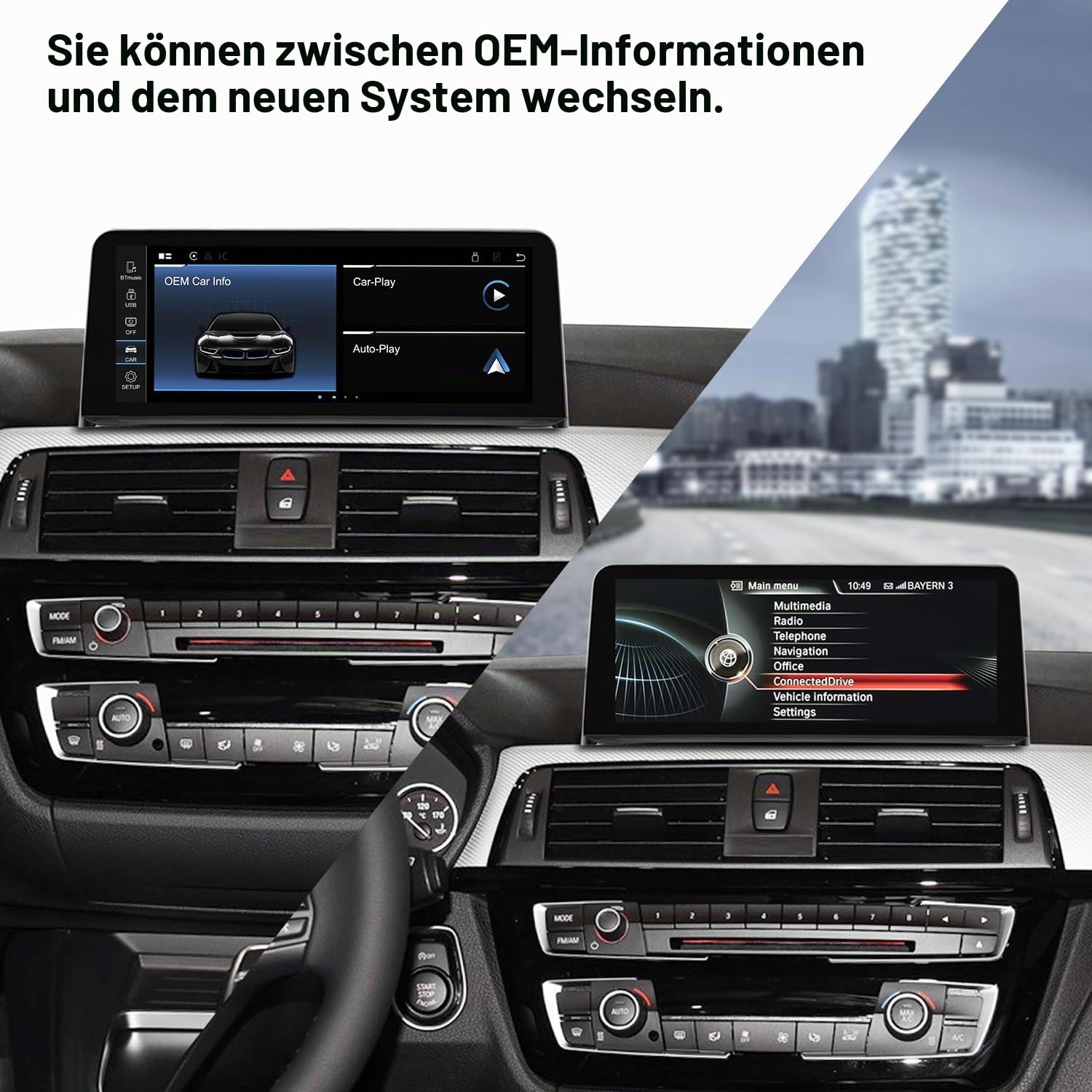 PEMP 10,25-Zoll-Linux-Bildschirm für BMW (2012–2017) 3er F30 NBT CIC-System, CarPlay-Unterstützung iOS 26 Android Auto Mirror Link mit Einer 720P-AHD-Rückfahrkamera