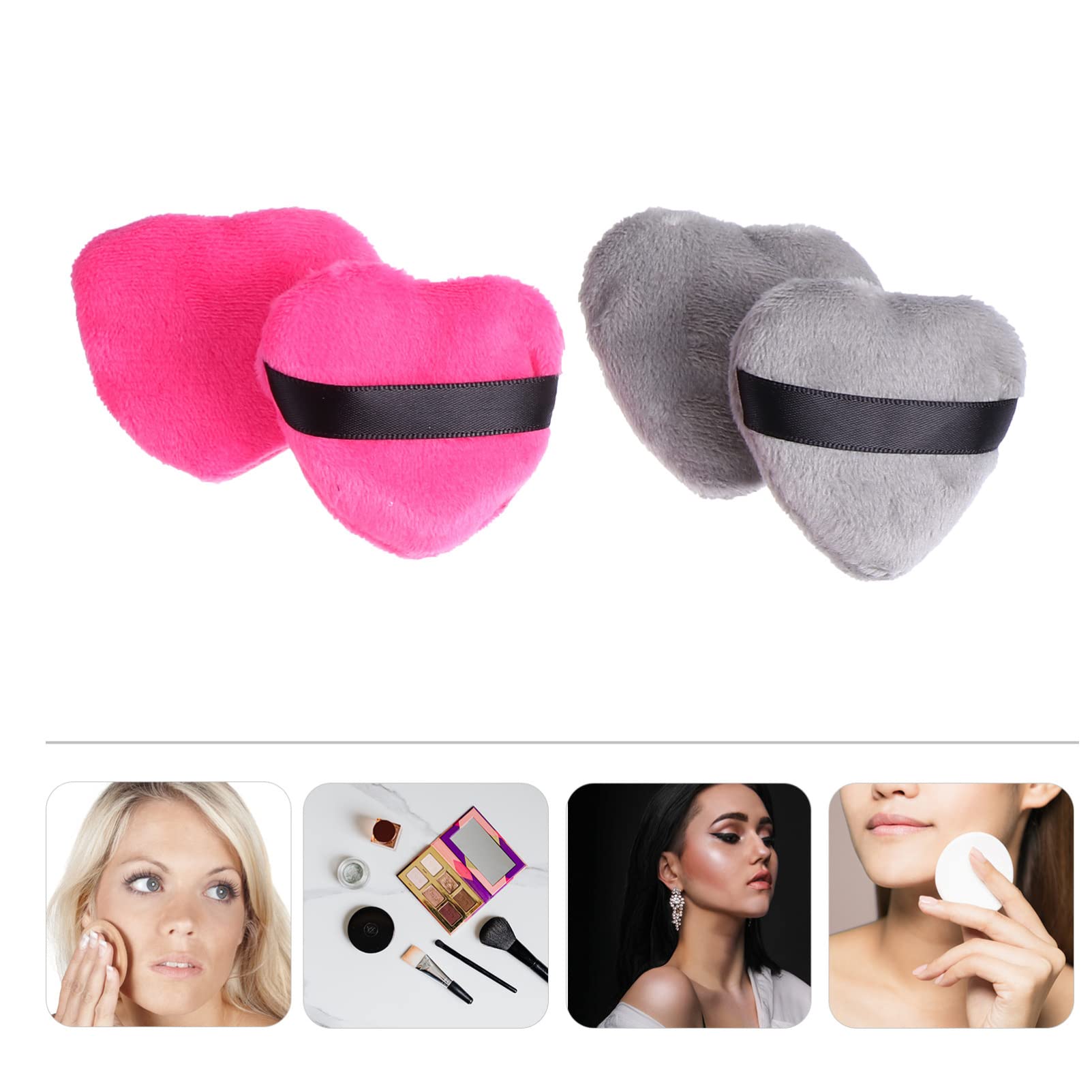 TOVINANNA Face Powder Puff Set 8pcs Mini Heart Shape Velvet Puff Makeup Puff for Loose Powder Applicati