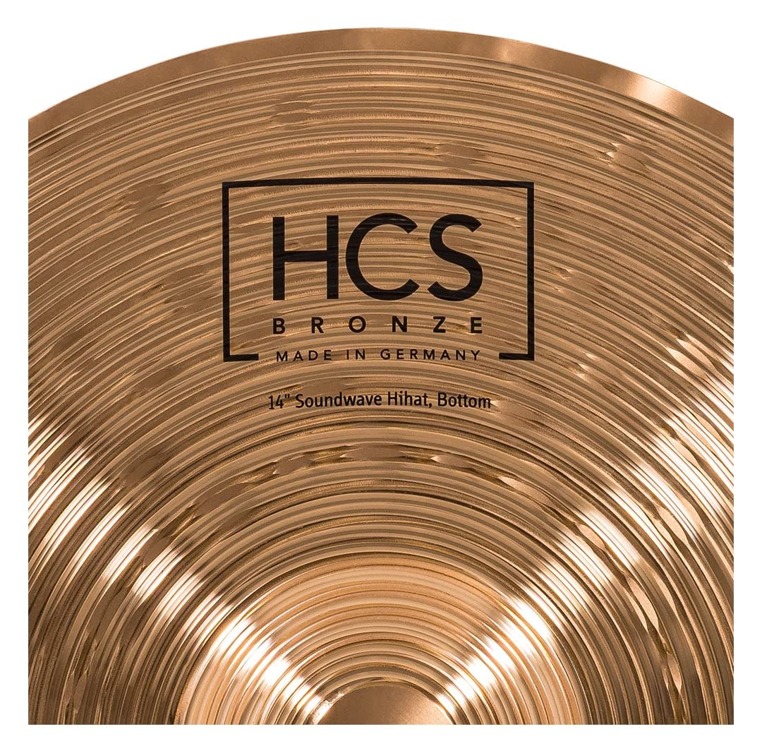 Meinl HCS Bronze Soundwave HiHat Set da 14", in lega di bronzo B8, finitura tradizionale, Made in Germany, con macchina Hi-Hat