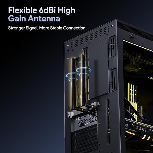 Vista 8 de EDUP Tarjeta WiFi 7 BE6500 M.2 2230 Wi-Fi 7 Tarjeta de red inalámbrica para escritorio, Bluetooth 5.4 Tri-Band 6G/5G/2.4Ghz OFDMA 802.11be