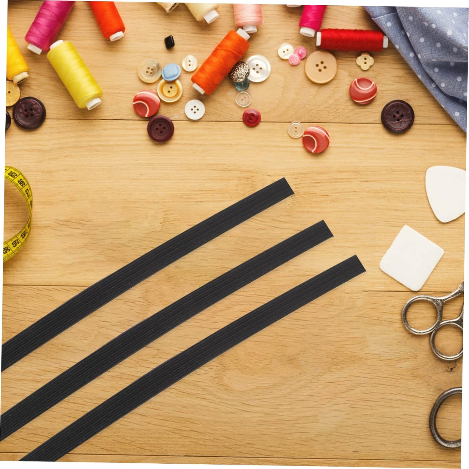 Veemoon 1 Roll Stretch Elastic Band Replacement Elastic Cord Black High Sewing Knitted Band