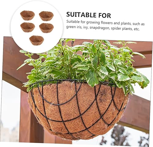 Miniatura 8 de Yardwe 15 piezas de alfombra de palma de coco de fibra de coco cojín para macetas suculentas macetas de coco forros de coco para cestas colgantes