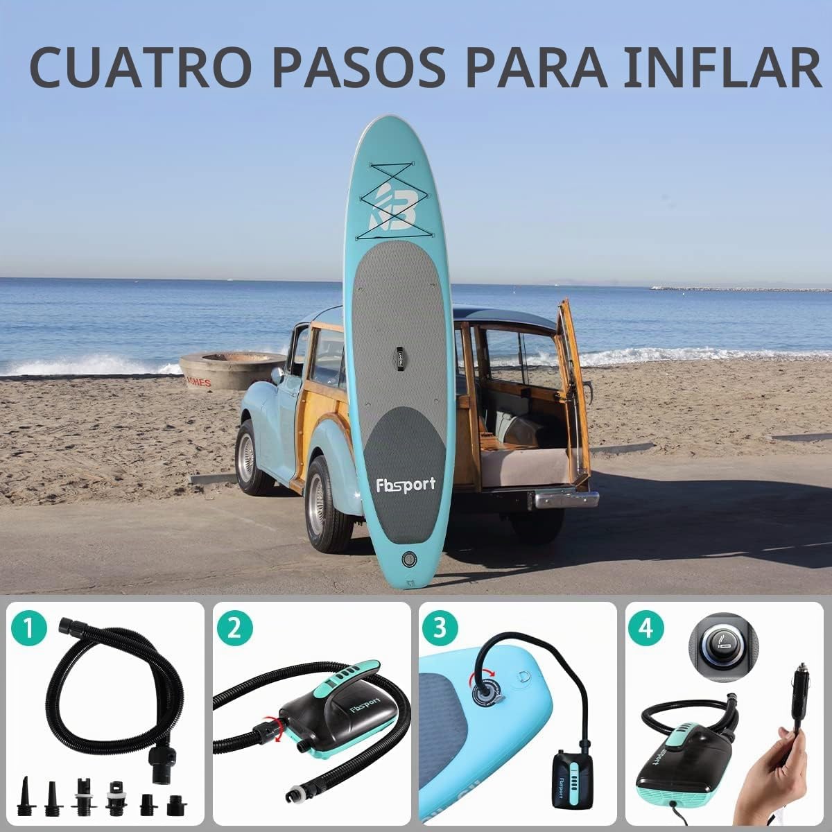 Inflador Electrico Paddle Surf, Bomba de Aire Eléctrica Portatil 20PSI, 12V DC Hinchador con Función de Apagado Automático y LCD, Inflado y Desinflado 2 en 1, para Kayak Colchón de Aire Tienda y Barco