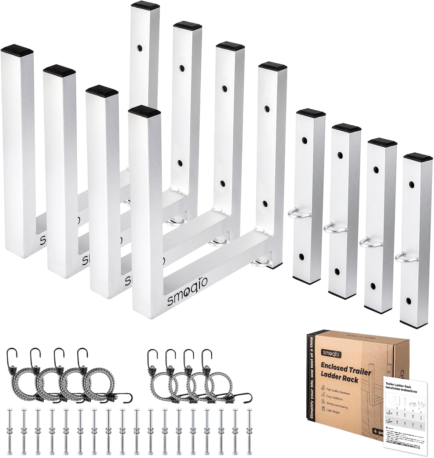 SMOQIO Ladder Rack for Trailer, 4 Racks Aluminum Trailer