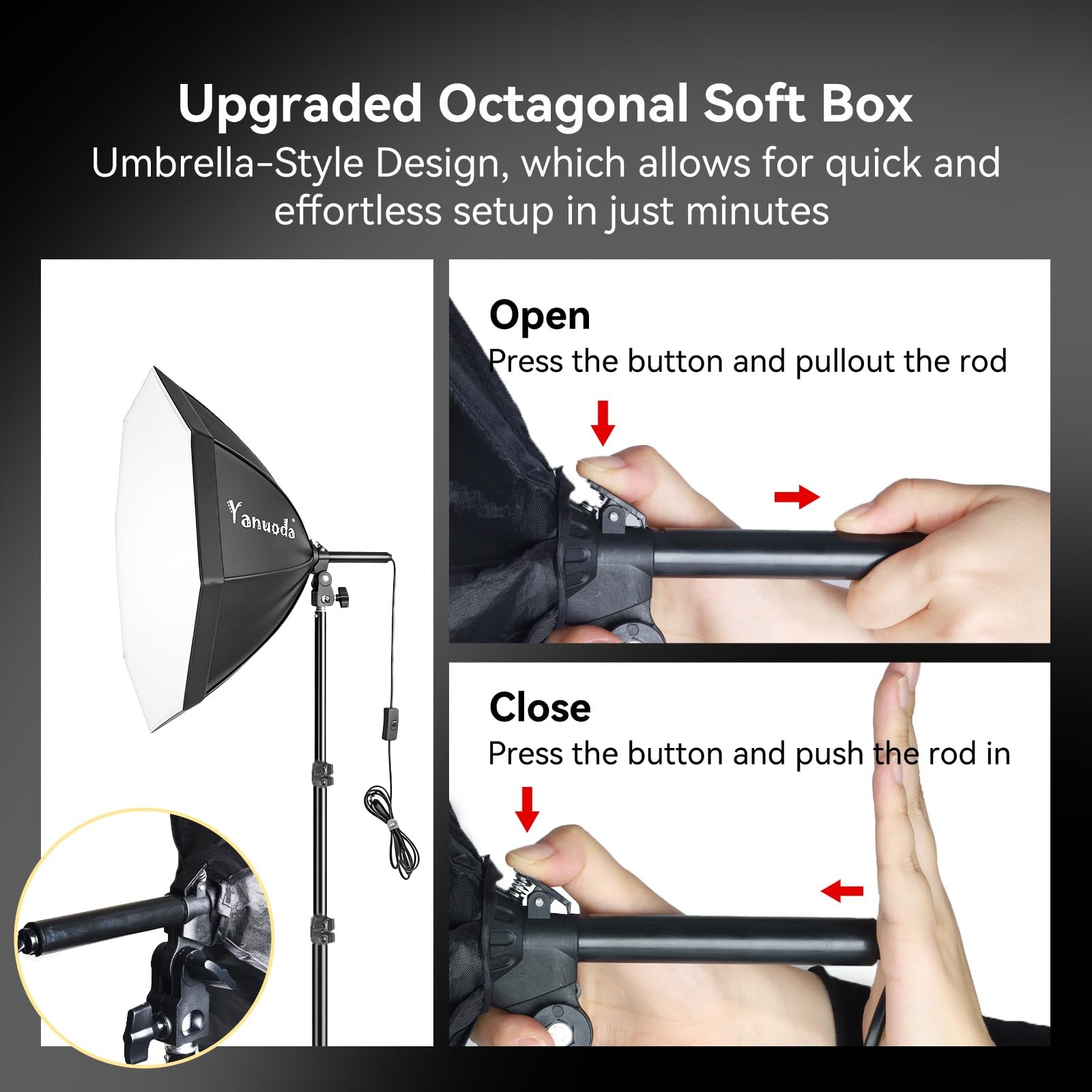 Kit de Luz Softbox 20"x20" - LED 95W Regulable con Temperatura de Color Ajustable 3000K-7500K y Mando, Luz de Estudio Portátil para Fotografía, Video y Streaming en Directo