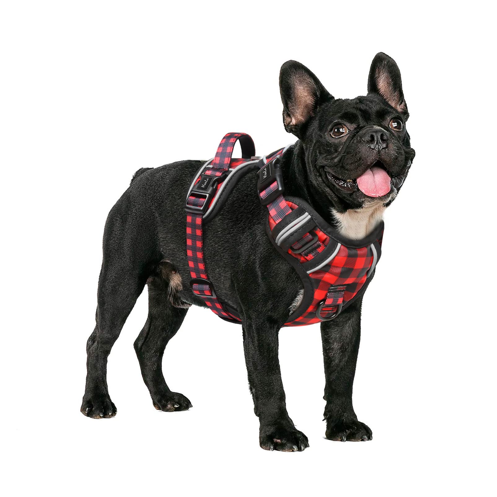 HEELE Pettorina Cane, Imbracatura Sganciata Rapido dal Collo, Pettorina Anti-tiro Riflettente e Regolabile con Maniglia Comoda, Morbida e Imbottita per Cani Piccola Media Grande, Rosso-Nero XS