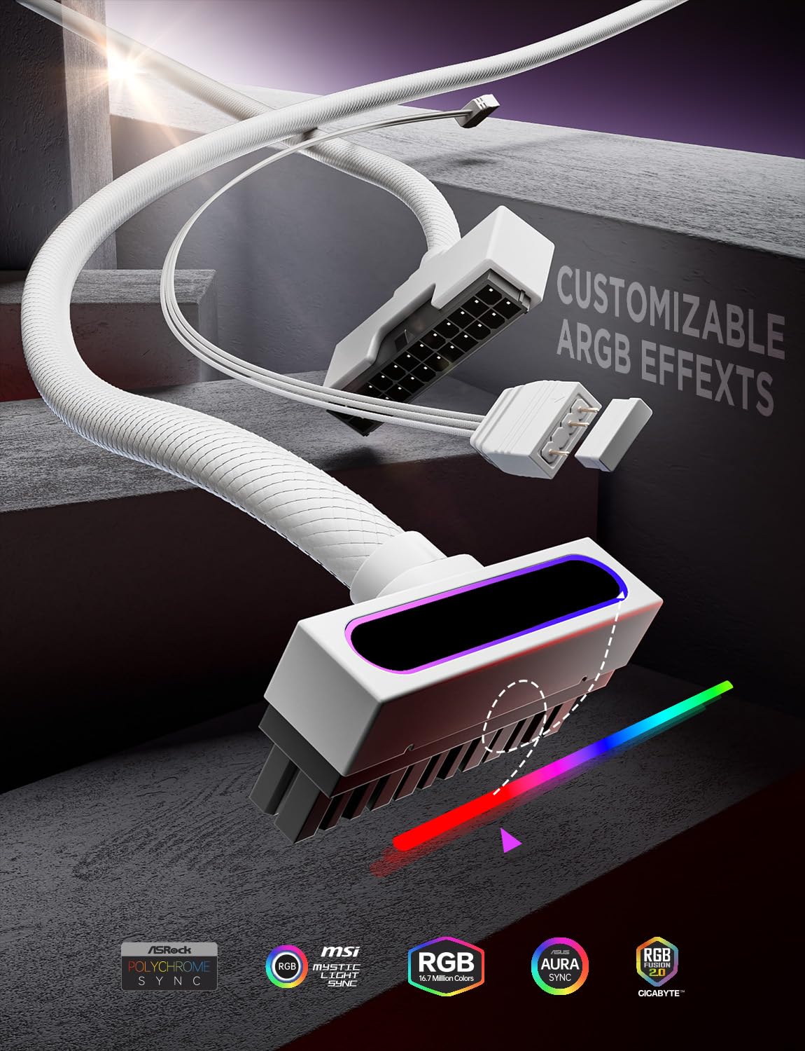 Lian-Li Strimer Plus V2 24-Pin RGB Mainboardkabel für PC, Schwarz