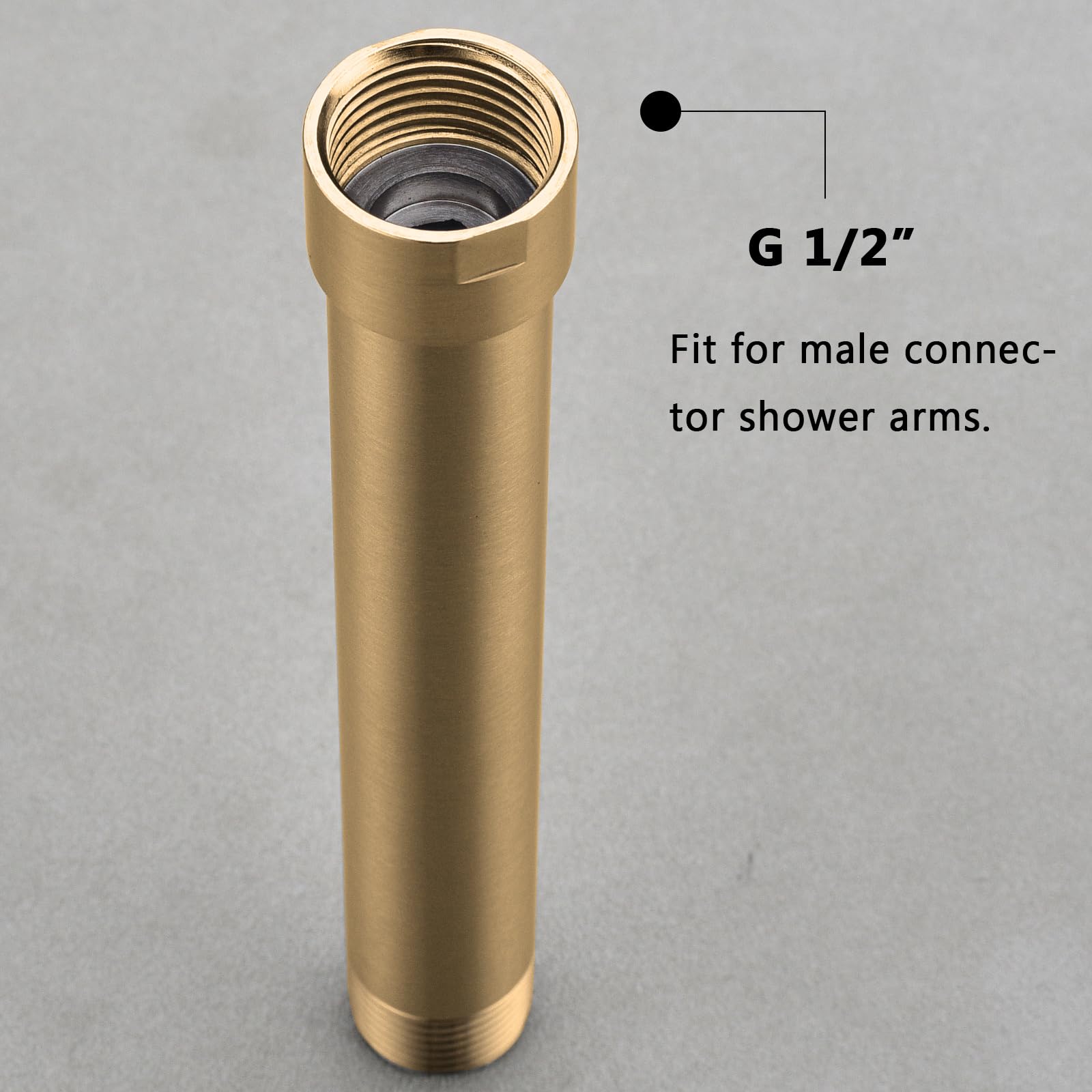 4 Inch Shower Arm Extension - Brushed Gold, Stainless Steel, Standard 1/2" NPT Thread