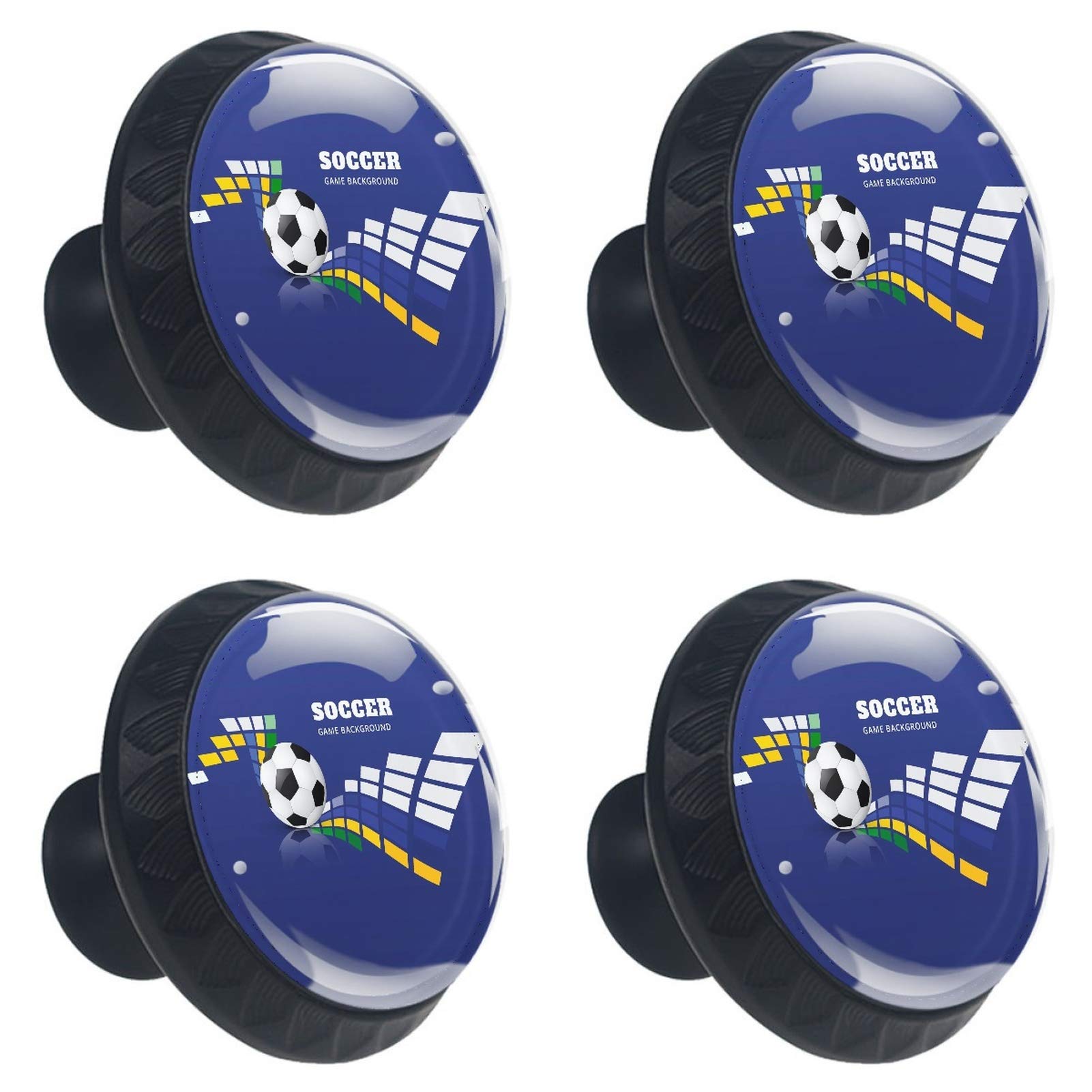 Boutons de meuble ronds en verre ballon de football bleu 30 mm de qualité