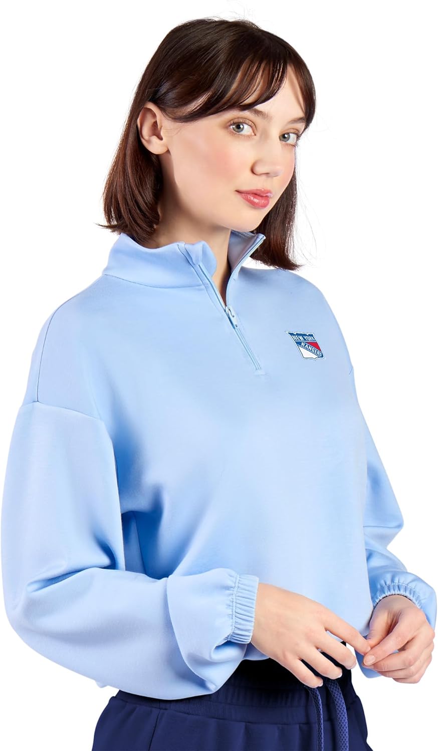 CERTO NHL Women's Cropped Quarter-Zip Pullover, Lightweight Sweatshirt with Long Sleeves and Relaxed Fit, Casual Wear