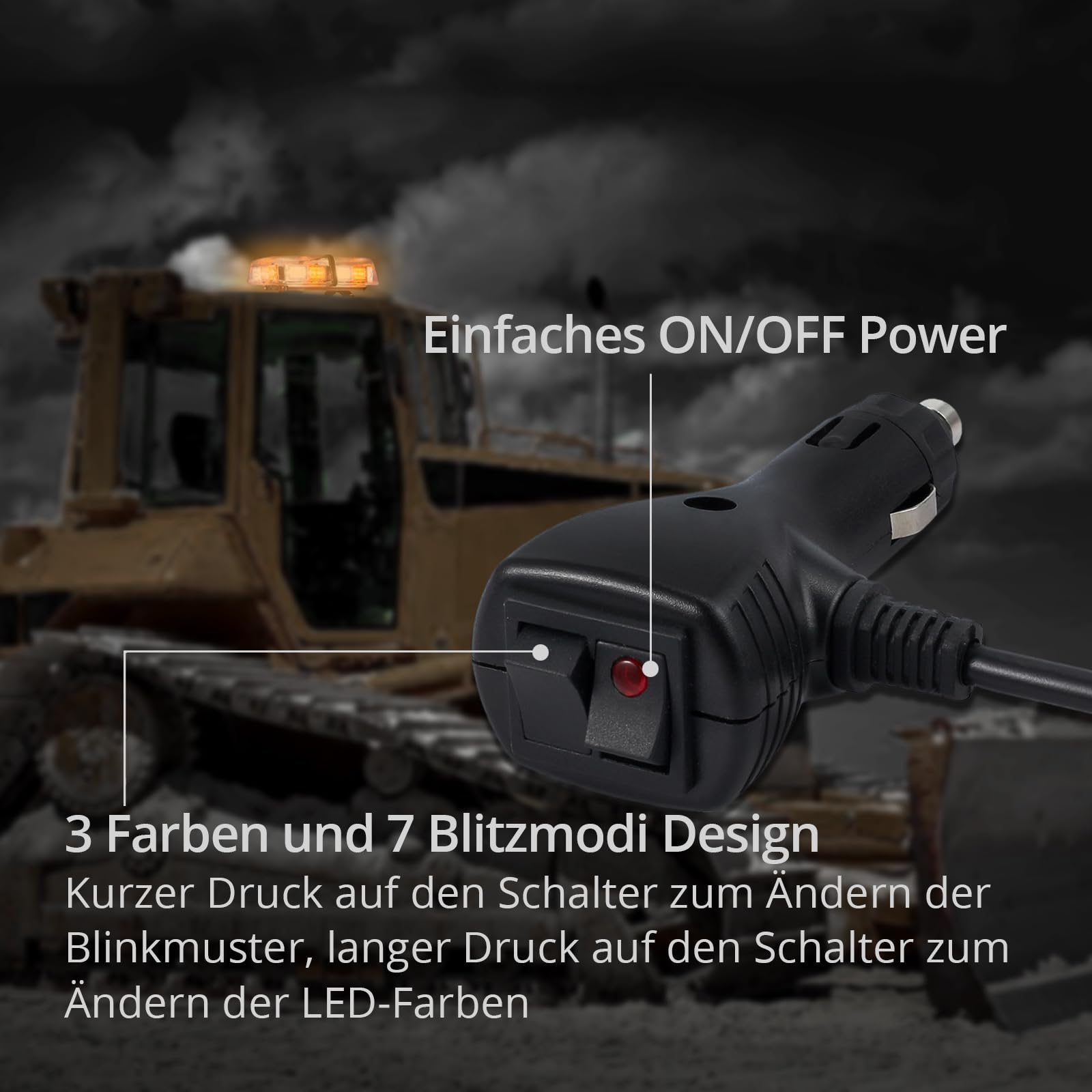 PROZOR 36LEDs 12V/24V Notfall Warnblitzlicht 3-Farb Lichtmodus 36W Warnleuchte mit 4 Starker Magnet Auto Rundumleuchte 7 Modi mit Doppelschalter und 5M Netzkabel für Auto LKW SUV -Weiß & Bernstein