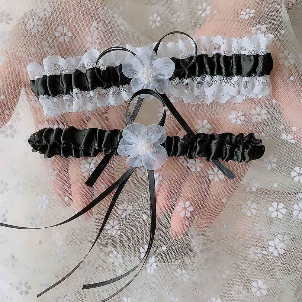 Giarrettiera Sposa In Pizzo Nero Con Fiocco E Croce Cristallo - Accessorio Body Sensuale - Foto 14