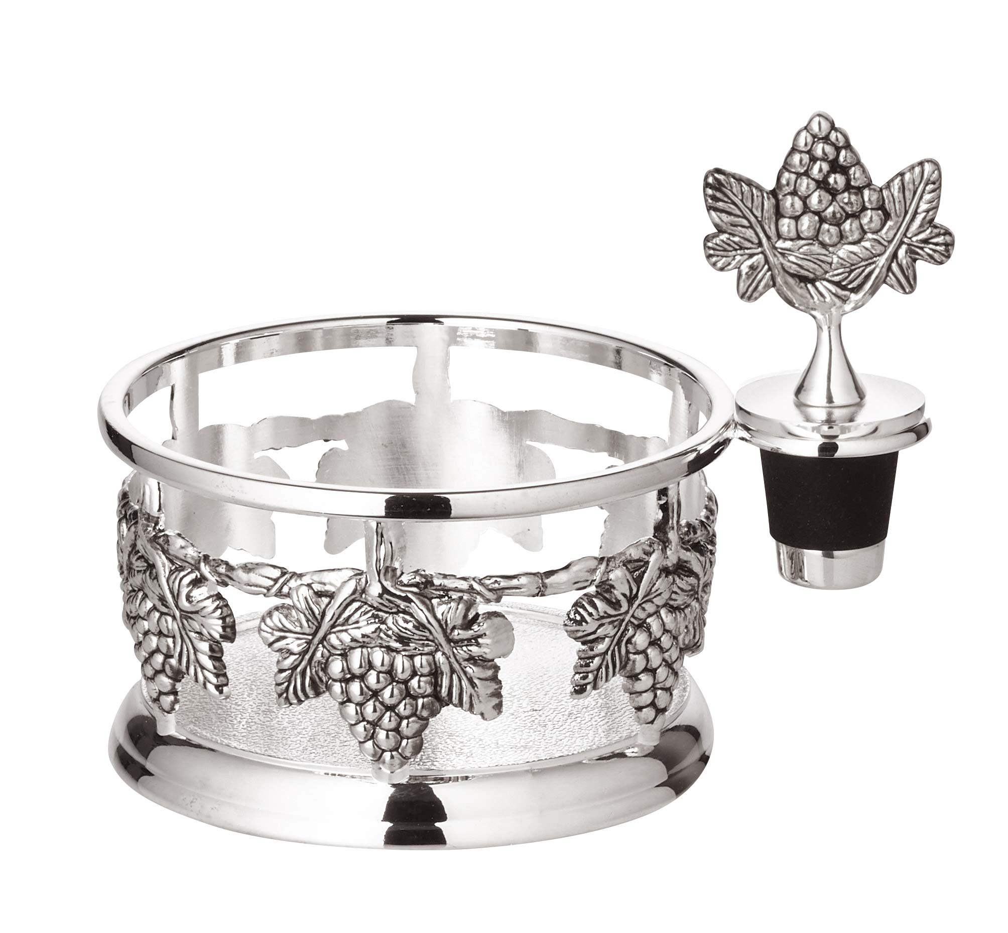 EDZARD présentoir à Bouteilles Raisins, avec Capuchon, Argent Noble, diamètre 9 cm, Hauteur 10 cm