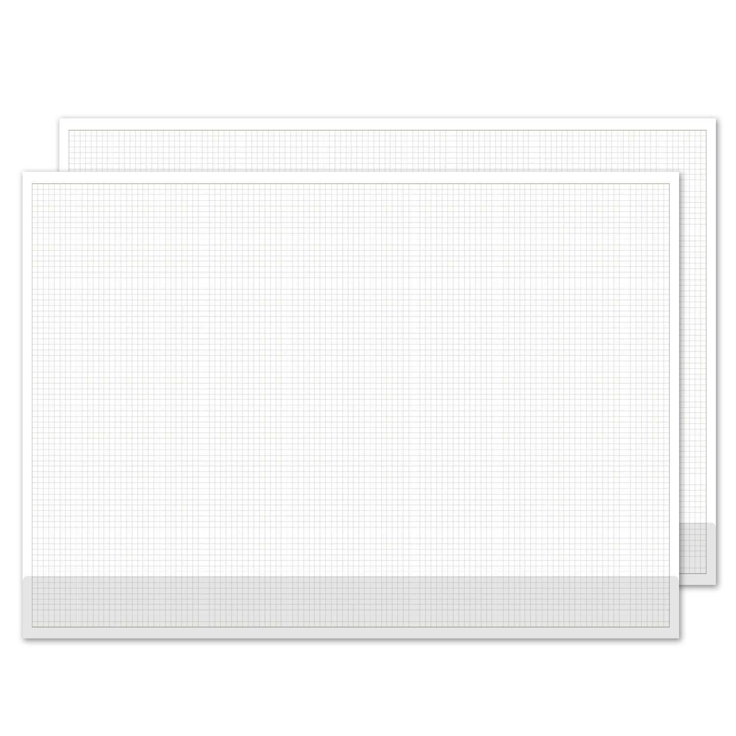 younikat Sous-main de bureau A2 quadrillé 5 mm 2 pcs 40 feuilles - dv1236 | Papier offset 80 g/m², 42 x 59,4 cm, quadrillage 5 x 5 mm, 40 feuilles, carton gris, collage haut et bas