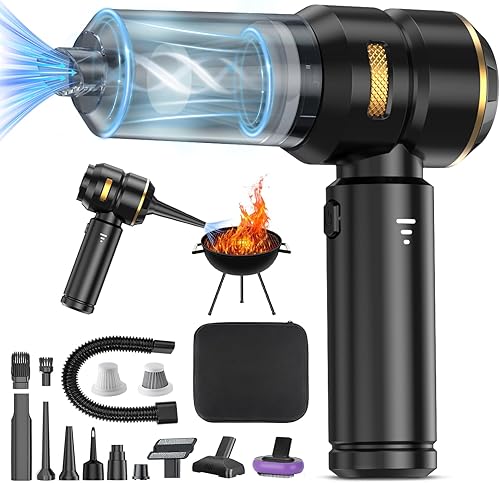 Aspiradora de mano inalámbrica 4 en 1 para automóvil y plumero de aire con motor sin escobillas de alta potencia de 22000 PA, recargable para pelo