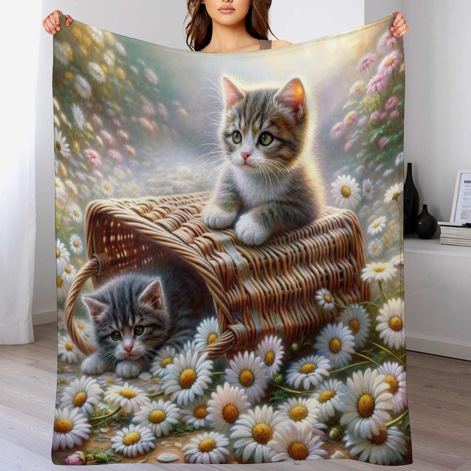 Couverture chat en flannel polaire douce - Plaid de qualité supérieure