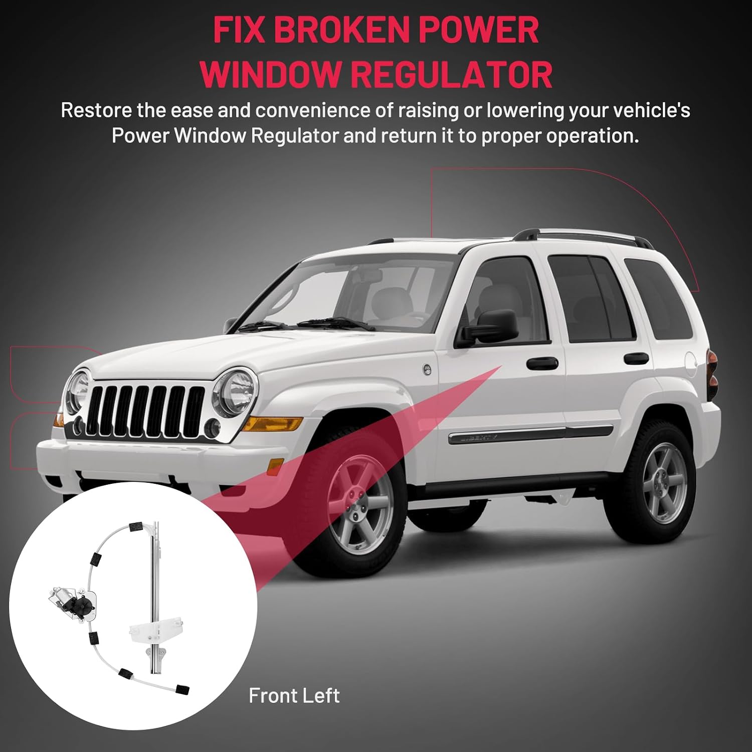 BDFHYK 741-526 Power Window Regulator with Motor Front Left for 2002-2007 Liberty 2002 2003 2004 2005 2006 2007 02 03 04 05 06 07