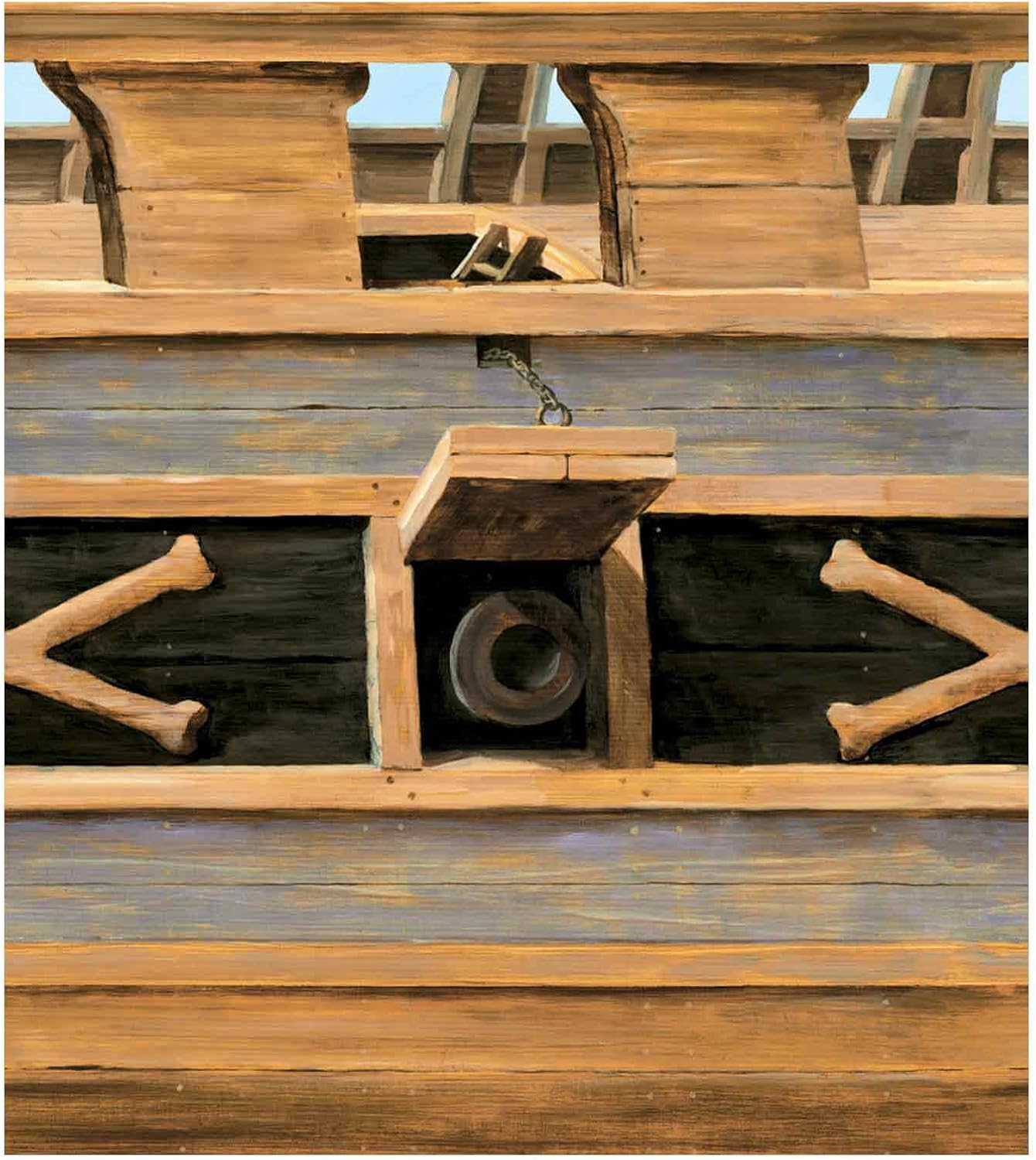 York Wallcoverings BT2834B Pirate Ship Border, Teak Wood Brown/Honey Oak Brown/Black