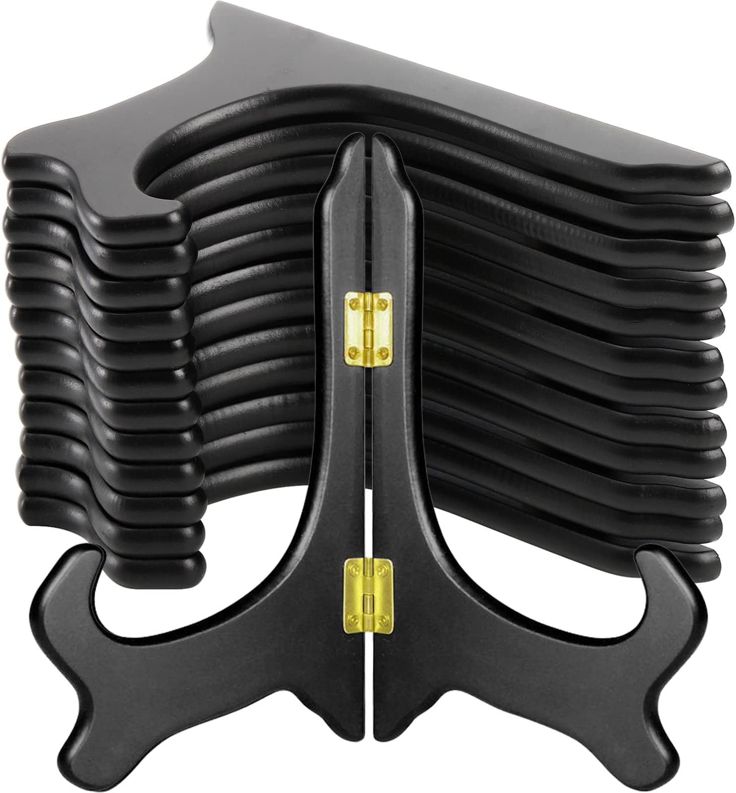 WUWEOT 6 Pack 7" Wooden Display Stand, Black Wood Easel Plate Holders to Display Pictures, Cook Books, Art, Dish, Certificates and More, Ideal Wedding, Home, Birthday, Party, Table Decorations