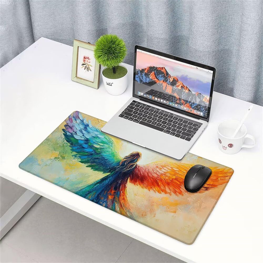 Alfombrilla de Mouse para Juegos, Colore, XXL, Antideslizante, Impermeable, Diseño de Angelo, Extendido, Grande, 1200x600x3mm, para PC, Laptop, Ufficio, Famiglia d-205