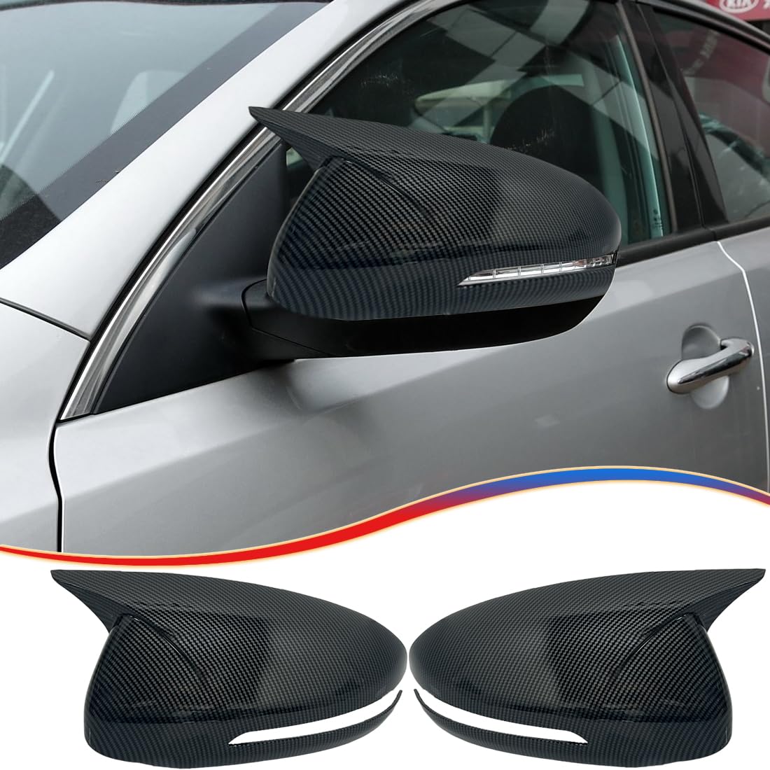 Rear View Mirror Cover，for Kia Optima/K5 2011 2012 2013 2014 2015 Carbon Fiber Turn Signal Housing Cover Horned Mirror Cover Sets Accessories
