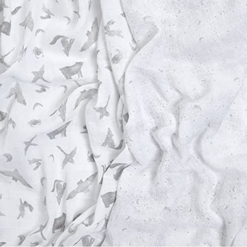 Image of aden + anais Boutique Organic Cotton Muslin Swaddle 2 Pack, Breathable Baby Receiving Blanket, Soft and Lightweight Wrap, Diaper Bag Must Have, Map The Stars