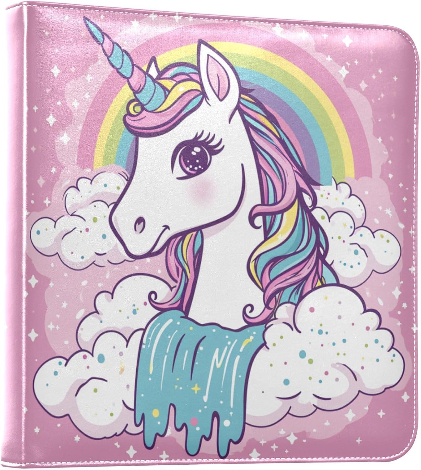 JIPONI Beautiful Cute Unicorn Large Photo Album, DIY Leather Cover Scrapbook Albums for 4x6 5x7 6x8 Pictures, Self Adhesive Memory Book for Wedding, Baby, Family