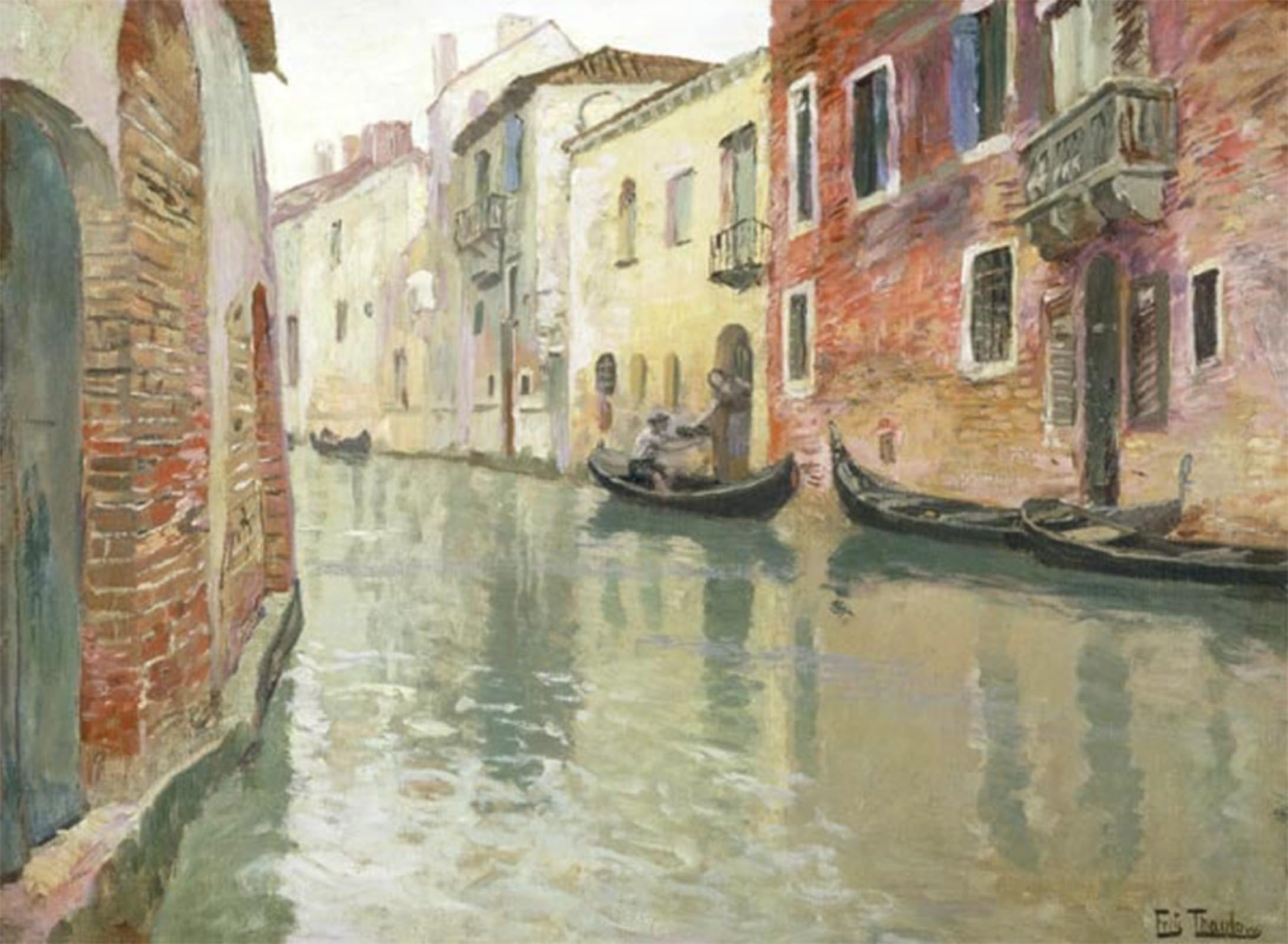 ARTXLXXBN Famous Prints Artwork Pictures Poster Painting Art il canale veneziano Frits Thaulow Artwork Landscape Pictures for Home Decor 60x90cm
