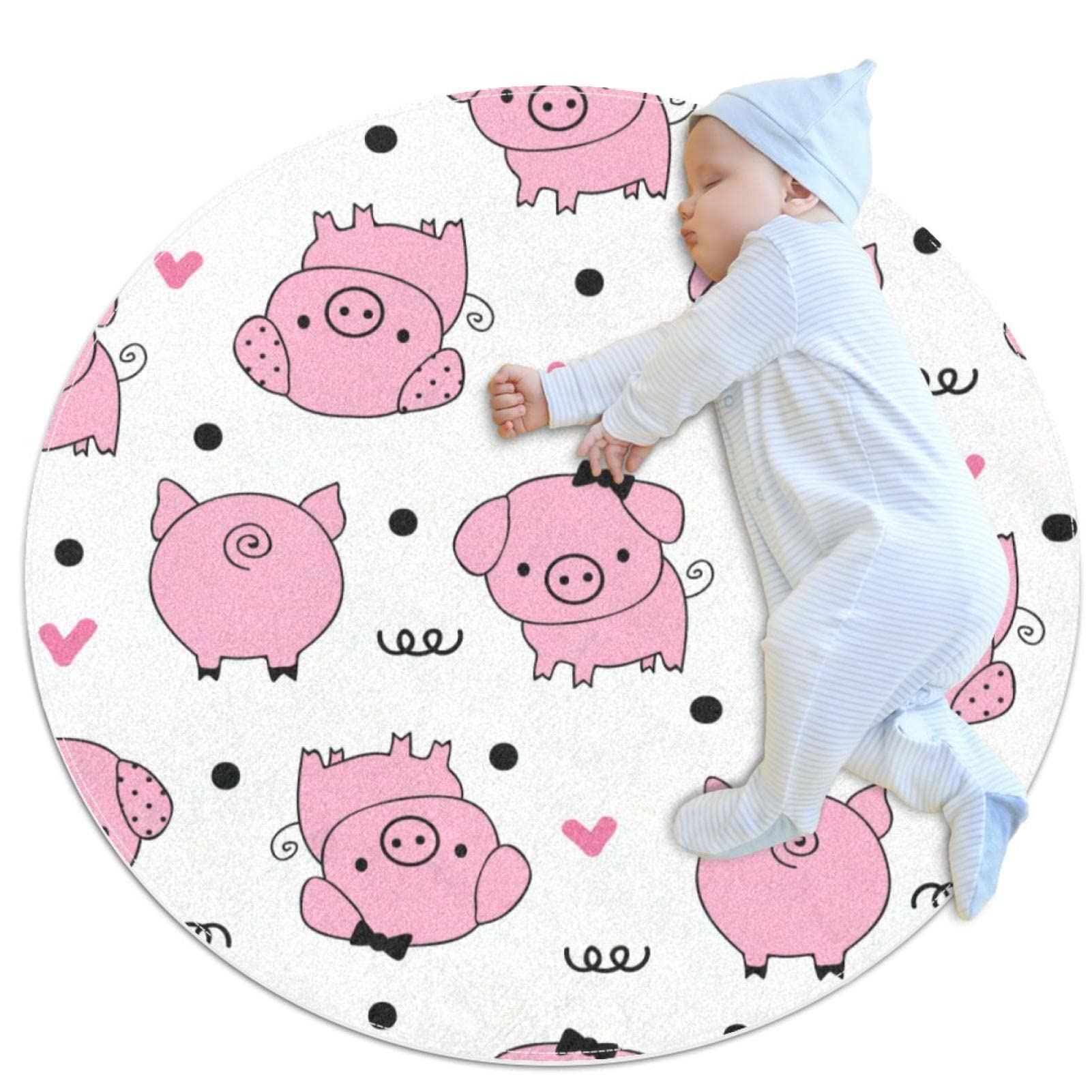 Tapis rond cochons mignons pour salle de jeux et chambre d'enfant