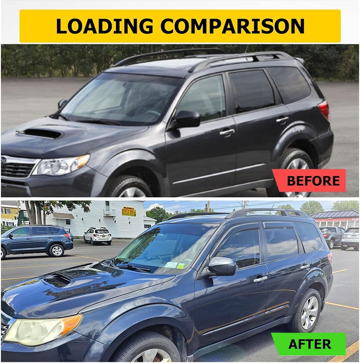 94089 Side Window Wind Deflectors fit for 2009-2013 Subaru Forester,4pcs Outside Mount Tape-On Nice Sun Rain Guards Set,Dark Smoke Tint window Visor