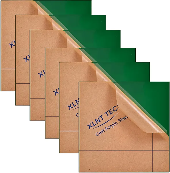 XLNT TECH 6 PCS Dark Green Cast Acrylic Opaque (no-Transparent) Plastic Sheet 8 x 8 Inch (.118" Thick), for Signs, DIY Projects.