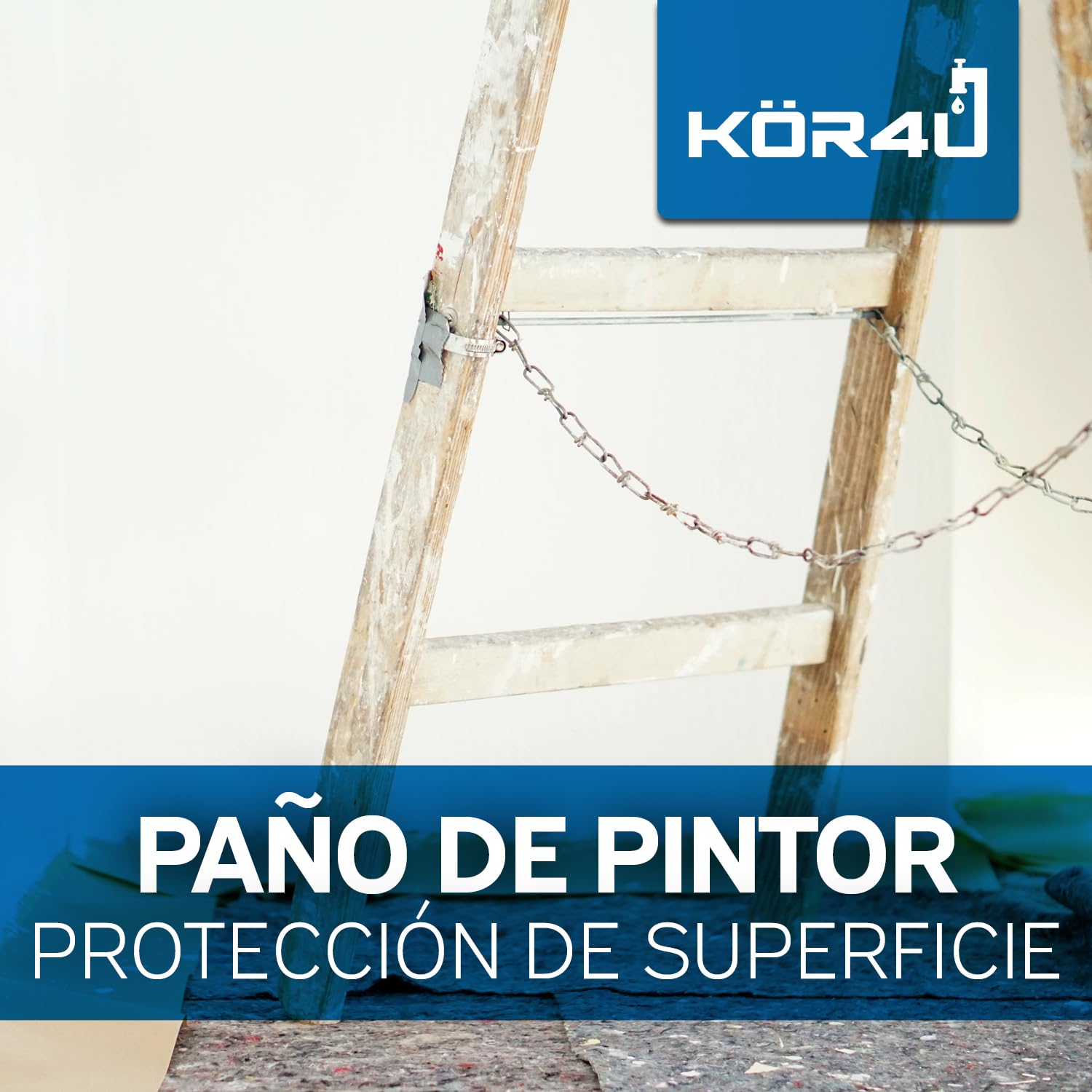 kör4u Rollo de fieltro de pintor de 50 m, con 270 g, cubierta y protección para suelos al pintar, renovación y bricolaje