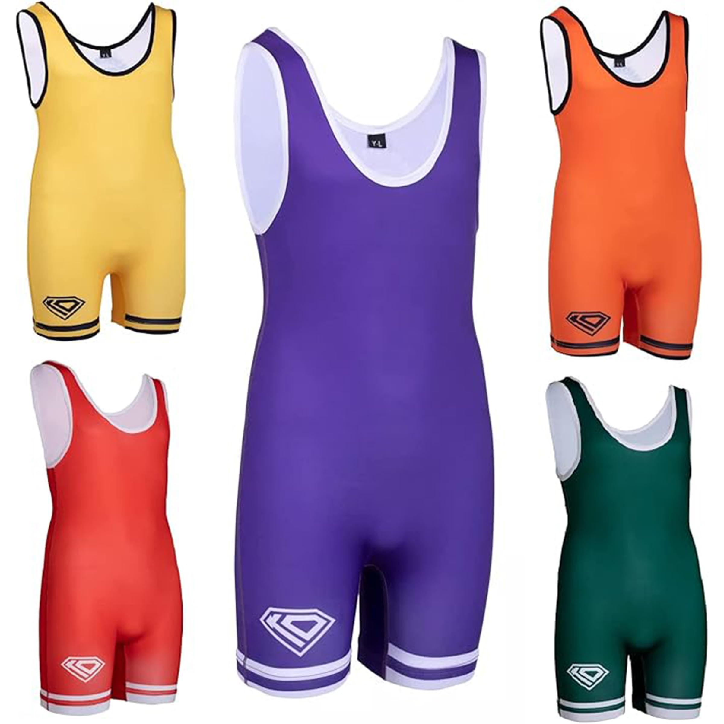 KO Sports Gear - Unisex Wrestling Singlet, Comfortable & Breathable, 4 Way Stretch, Full Range of Youth and Adult Sizes, Purple, Youth S 40–55 lbs (18.1–24.9 kg)