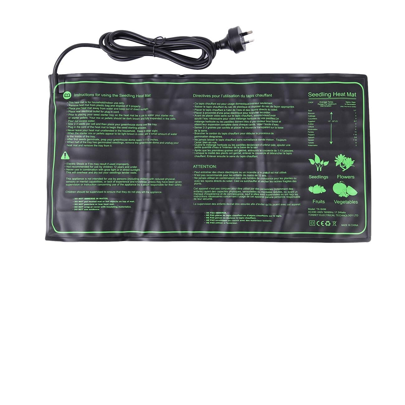 H-YEEU Seedling Heat Mat, Waterproof Hydroponic Heating Pad, Seedling Heating Pad for Winter Indoor Seedling Germination and Greenhouse (10" x 20")