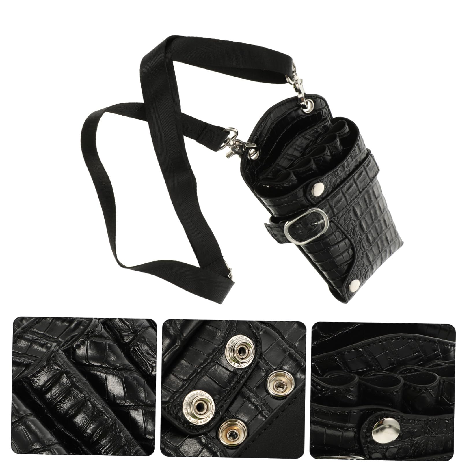 Friseurscheren Etui Schwarz aus Pu mit Mehreren Fächern