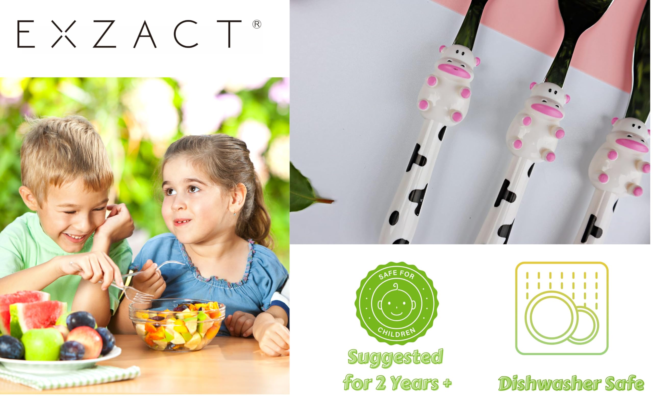 Set Posate Per Bambini Exzact In Acciaio Inox - 3 Pezzi (Forchetta, Coltello, Cucchiaio) Con Manico A Elefante - Foto 10