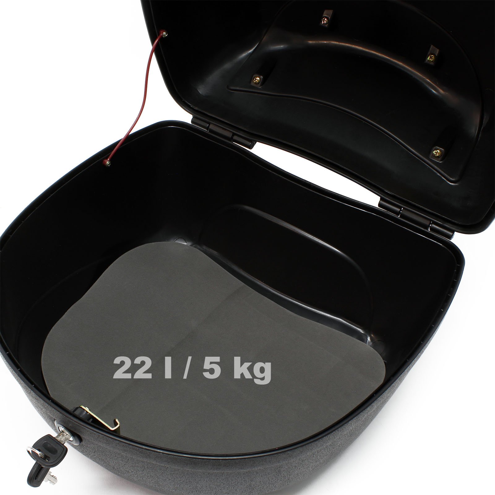 Wiltec Bauletto posteriore per scooter e moto 22 litri nero 380x400x300 mm Top case rigido