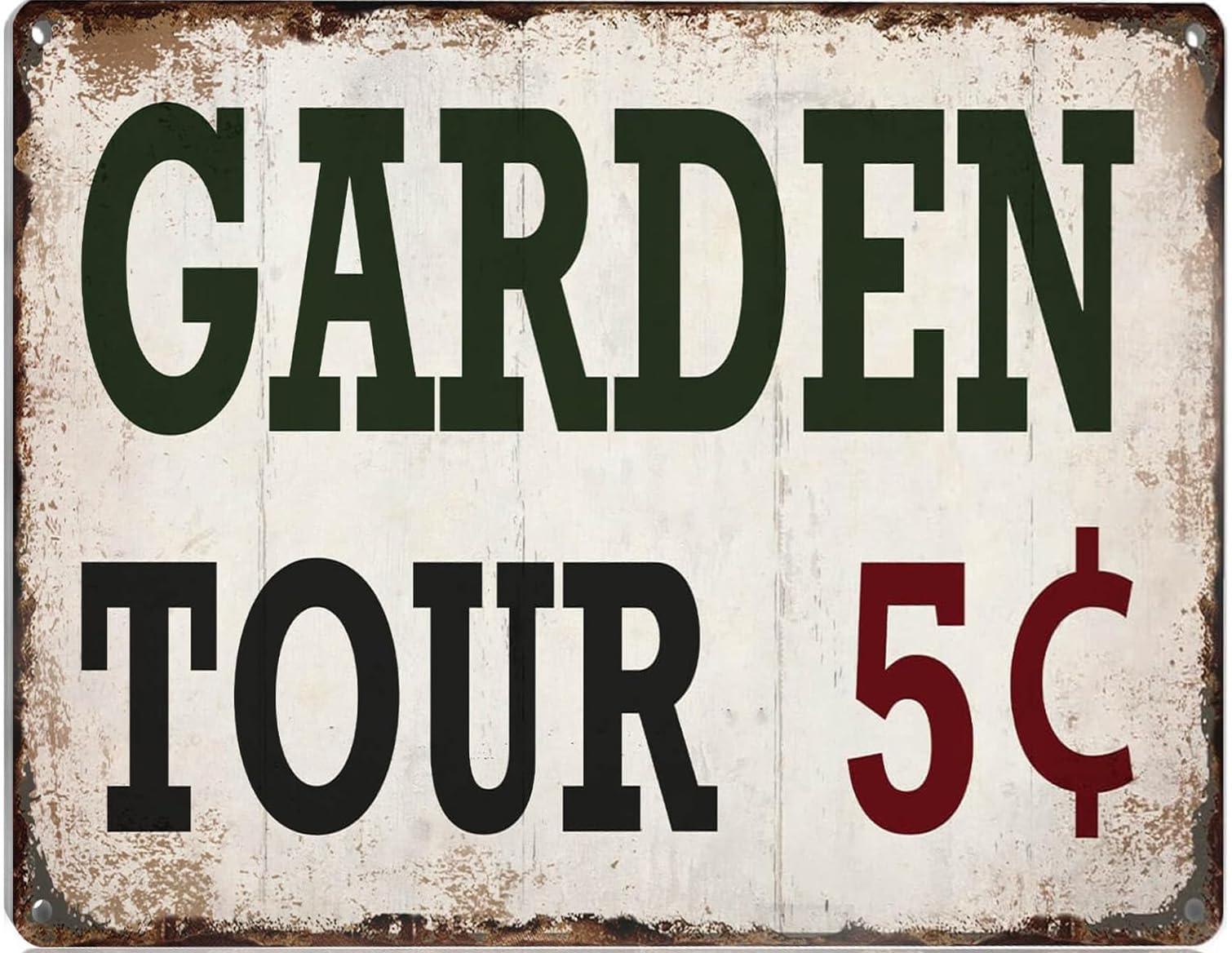 SMAZDFXX Garden Tours 5 Cents Tin Sign Outdoor Gardening Metal Signs, Retro Welcome Decorative Flower Sign Cute Signs Vintage Secret Decor Farm Home Outside Yard Decor Wall Art 8"x12"