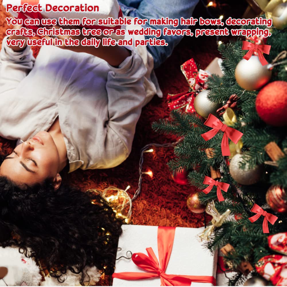 Dubbel satijnen lint, 2,5 cm, rood, spoel 25 m, voor bruiloft, doop, Kerstmis, Nieuwjaar, cadeau-idee